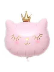Taçlı Siyah Pembe Kedi Folyo Balon