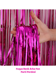 Metalik Çift Taraflı Fuşya Renk Arka Fon Parti Perdesi 100x200cm
