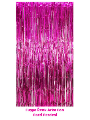 Metalik Çift Taraflı Fuşya Renk Arka Fon Parti Perdesi 100x200cm