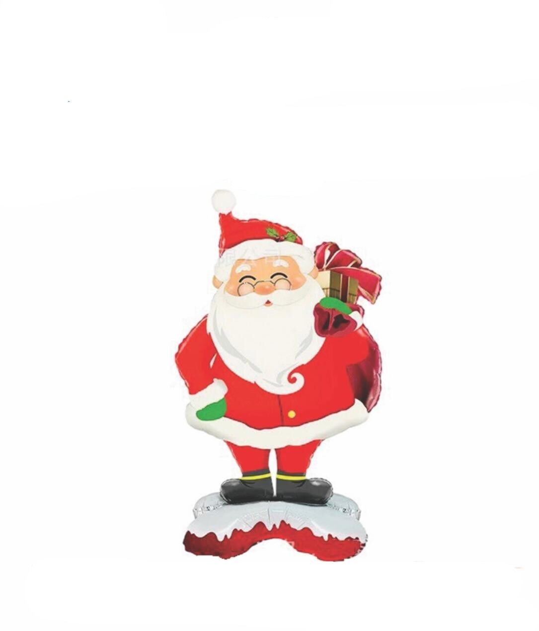 Gülümseyen Gözlüklü Noel Baba Yılbaşı Folyo Balon 120x68cm