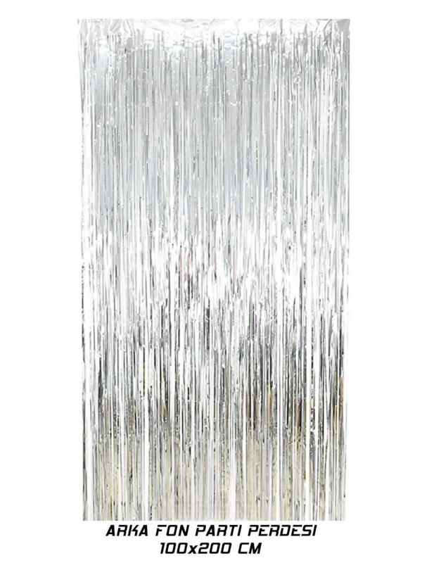 Gümüş Renk Arka Fon Parti Perdesi 100x200cm