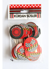 Araba Yarış Temalı Pasta Kürdan Süsü 20'li Paket