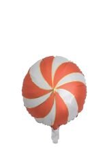 Kırmızı Beyaz Şeker Yuvarlak Yılbaşı Folyo Balon 18 inch 45 cm