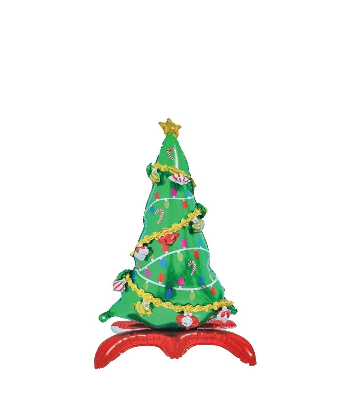 Çam Ağacı Kırmızı Ayaklı Yılbaşı Folyo Balon 126x80 cm