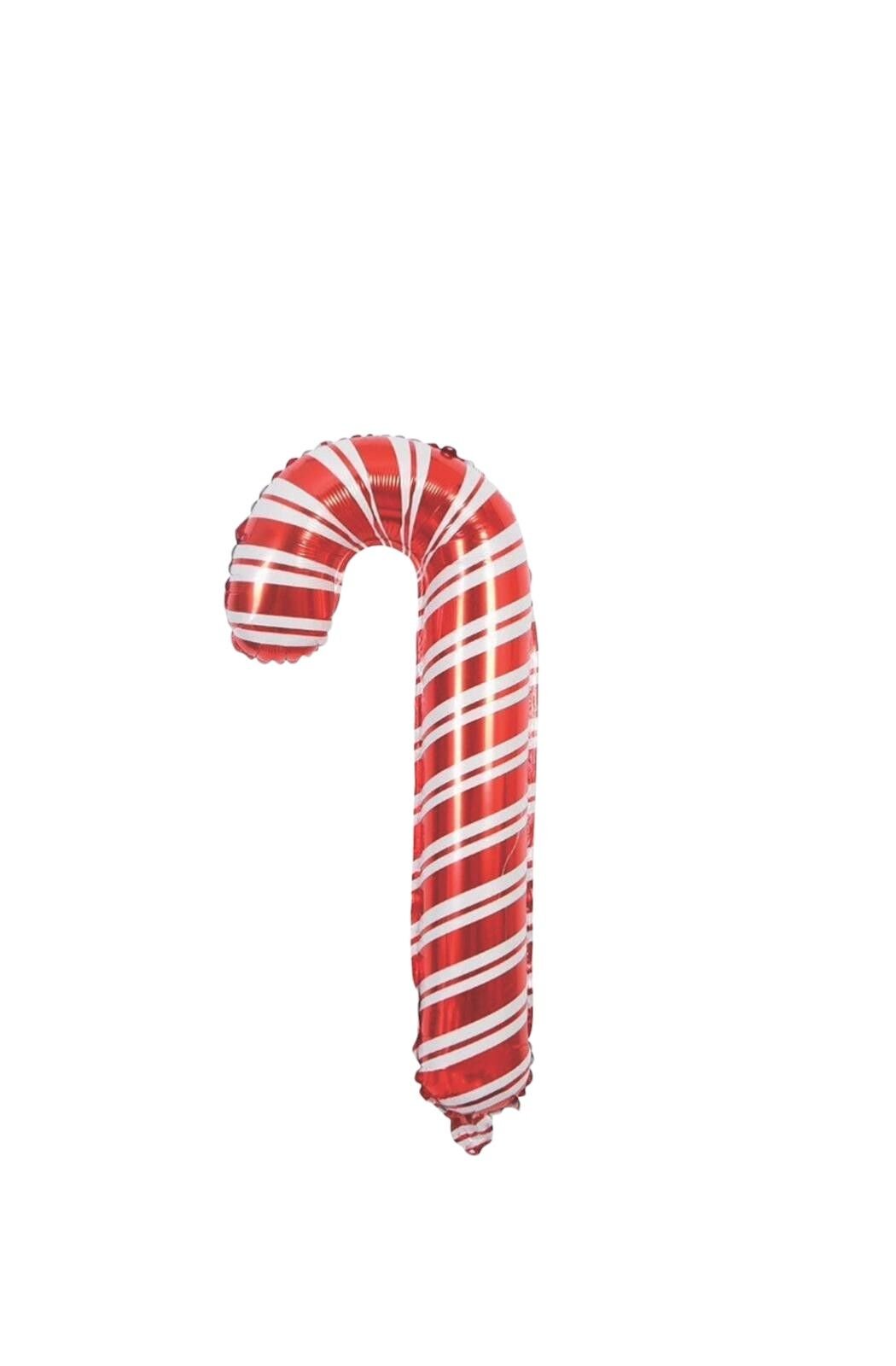 Kırmızı Beyaz Baston Yılbaşı Folyo Balon 80x36 cm