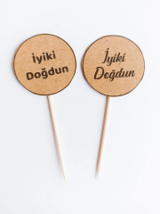 Kraft İyiki Doğdun Yazılı pasta kürdan süsü 15'li Paket