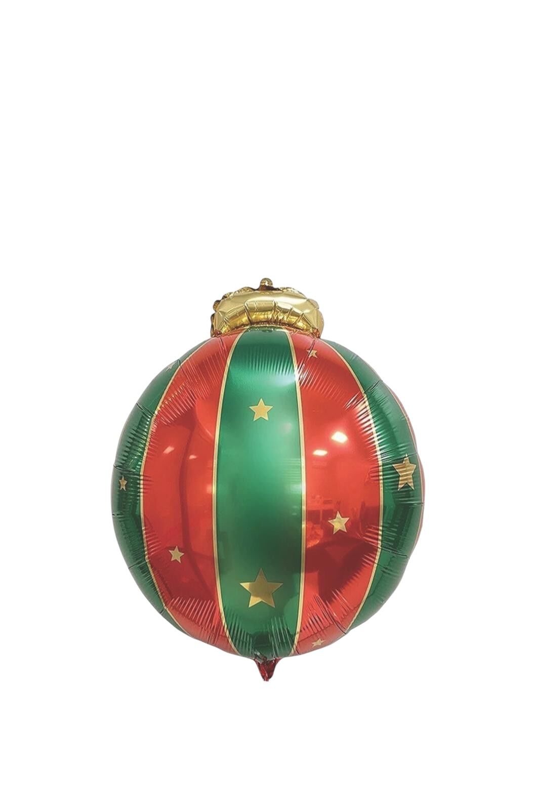 Kırmızı Yeşil Gold Yıldızlı Yuvarlak Yılbaşı Folyo Balon 70x54 cm