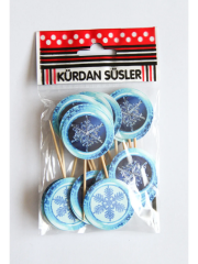 Kar Tanesi Temalı pasta kürdan süsü 20'li Paket