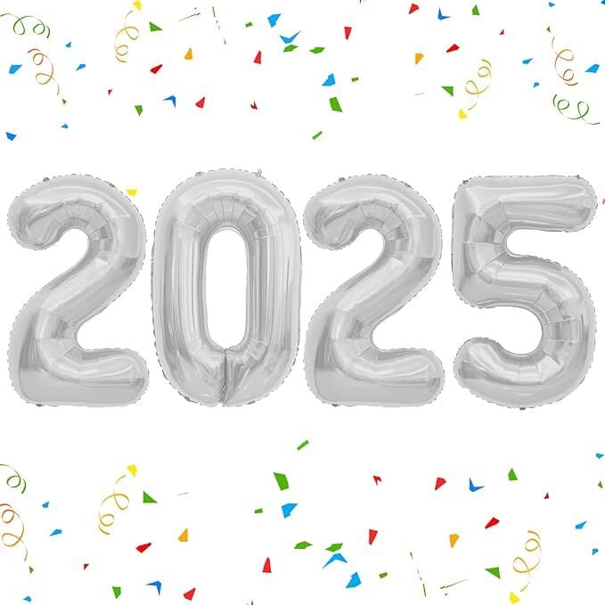 2025 Yeni Yıl Yılbaşı Folyo Balon Gümüş