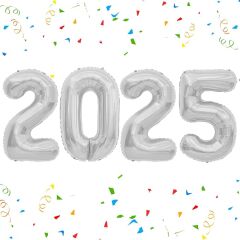 2025 Yeni Yıl Yılbaşı Folyo Balon Gümüş
