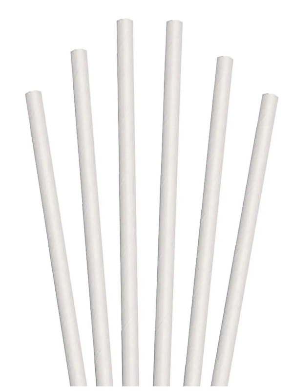 Beyaz Renk Kağıt Karton Pipet 24 Adet