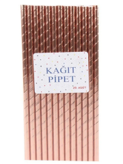 Karton Pipet Rose Gold Renk 24 Adet