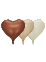 Retro Kalp Folyo Balon 18 Inç 45 Cm Satin Kahve