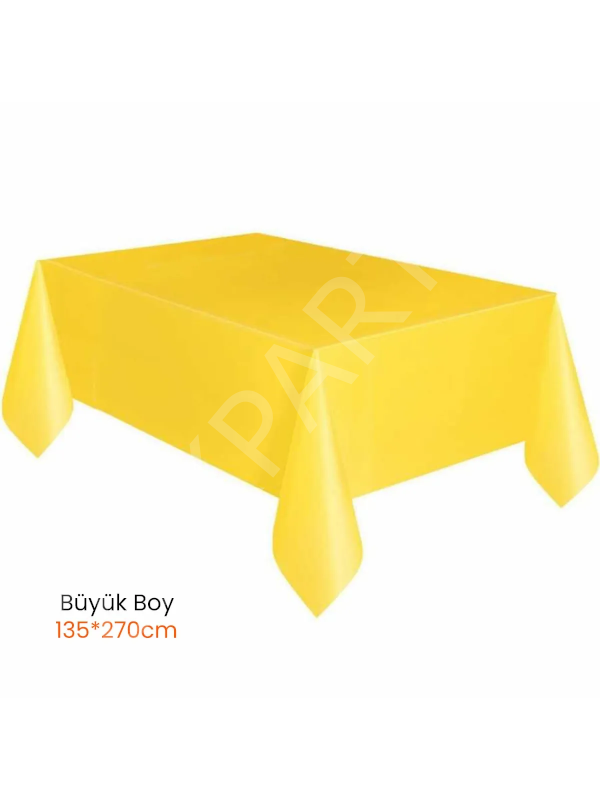 Plastik Kullan At Sarı Renk Masa Örtüsü 135x270 Büyük Boy