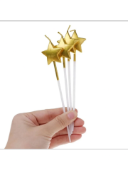 Yıldız Şekilli Pasta Mumu Gold Renk Doğum Günü Pasta Mumu 4 Adet