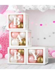 Baby Harfli Beyaz Şeffaf Balon Kutusu 25x25 Cm