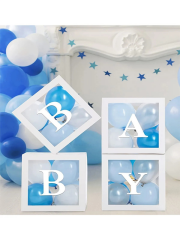 Baby Harfli Beyaz Şeffaf Balon Kutusu 25x25 Cm