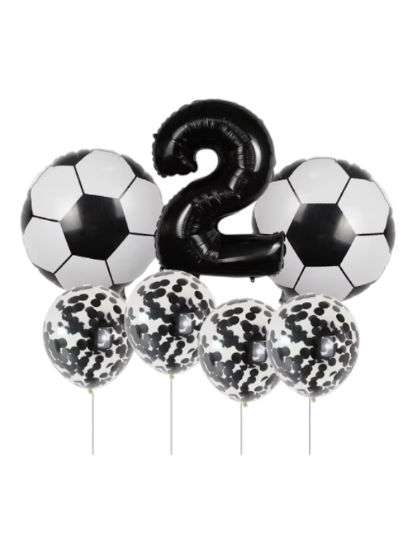 Siyah Rakam Futbol Temalı Folyo Balon Seti 2 Yaş