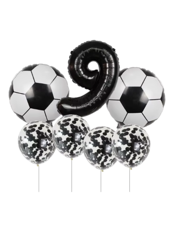 Siyah Rakam Futbol Temalı Folyo Balon Seti 9 Yaş