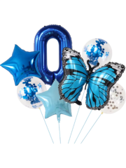 Lacivert Rakam Lacivert Yıldız Kelebek Temalı Balon Seti 0 Yaş