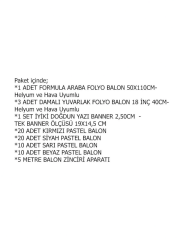 Araba Temalı Balon Zinciri Doğum Günü Parti Balon Seti