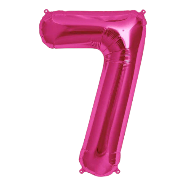 Fuşya Pembe Beyaz Pastel Balon Rakam Folyo Balon Kalp Folyo Balon Seti 7 Yaş