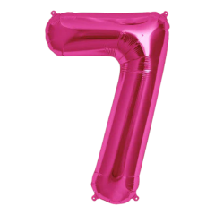 Fuşya Pembe Beyaz Pastel Balon Rakam Folyo Balon Kalp Folyo Balon Seti 7 Yaş