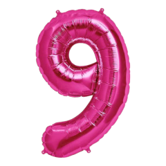 Fuşya Pembe Beyaz Pastel Balon Rakam Folyo Balon Kalp Folyo Balon Seti 9 Yaş