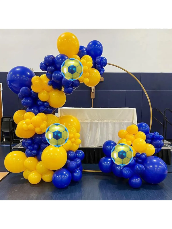 Lacivert Pastel Balon Zinciri Seti Futbol Topu Folyo Balon