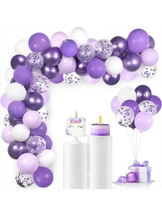 Deniz Kızı Balon Zinciri Seti Pastel Lila Makaron Lila Krom Mor Balon Seti