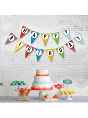 Renkli Rengarenk Balon Zinciri Seti Renkli Happy Birthday Yazı Banner