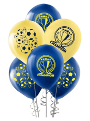 Futbol Temalı Baskılı Balon 10 Adet Sarı Lacivert