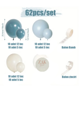 Soft Retro Renk Navy Mavi Fırtına Mavi Deniz Kumu Balon Zinciri