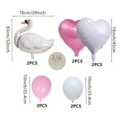 Bride Kuğ Temalı Balon Seti Kuğ Folyo Balon Beyaz Kalp Pembe Kalp Bekarlığa Veda Balon Seti