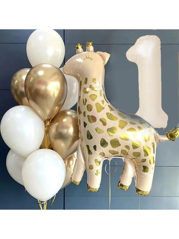 Zürafa Folyo Balon Rakam Folyo Balon Buketi Doğum Günü Balon Seti 7 Yaş