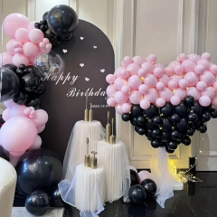 Pembe Siyah Rüya Konseptli Balon Zinciri (Pompa Hediyeli) 101 Parça