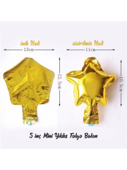 5 Adet 5 inç Mini Yıldız Folyo Balon 11 cm ROSE GOLD