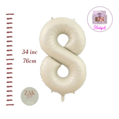 Rakam Folyo Balon Bej Renk 100 cm 8 Yaş