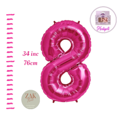 Rakam Folyo Balon Fuşya 100cm 8 Yaş