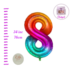 Rakam Folyo Balon Parlak Gökkuşağı 8 Yaş