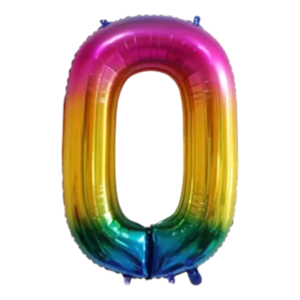 Rakam Folyo Balon Parlak Gökkuşağı 0 Yaş