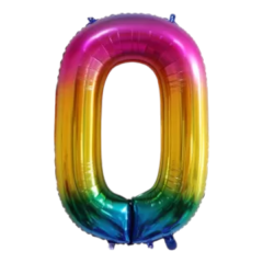 Rakam Folyo Balon Parlak Gökkuşağı 0 Yaş
