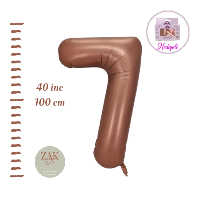 Rakam Folyo Balon Kahverengi Renk 7 Yaş